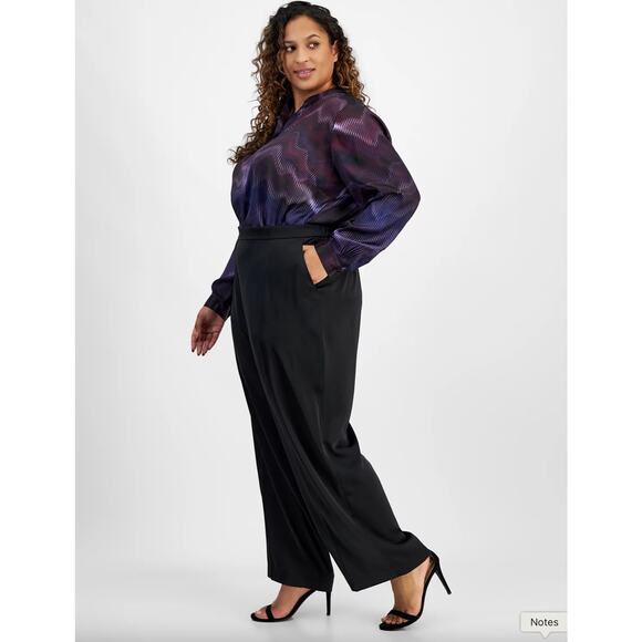 Anne Klein Plus Size Mid-Rise Pull-On Wide-Leg Pants 0X - Picture 1 of 8